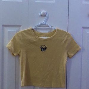 Yellow and blue butterfly hollister shirt